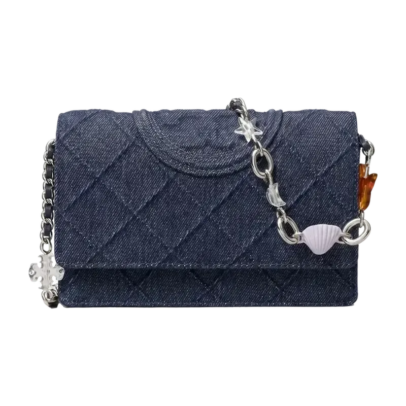 Fleming Denim Charm Chain Wallet