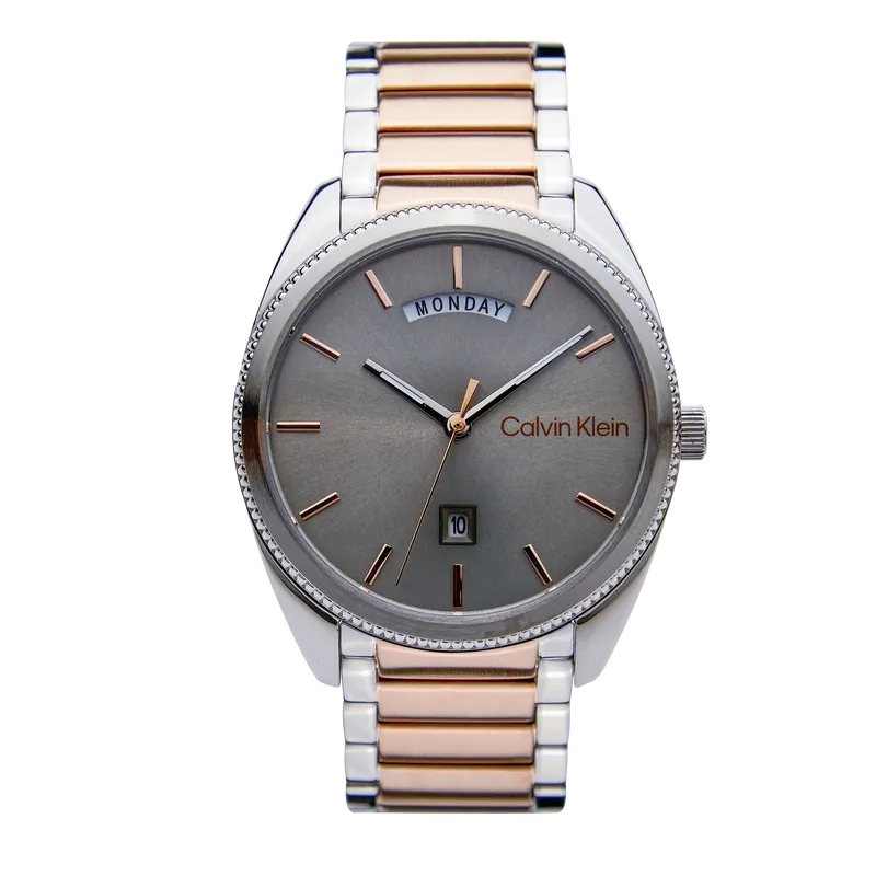Progress Men's Gold Dial Ionic Plated Gold Steel Bracelet Watch Silver