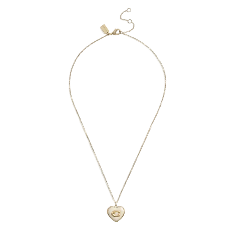 Enamel C Heart Short Pendant Necklace