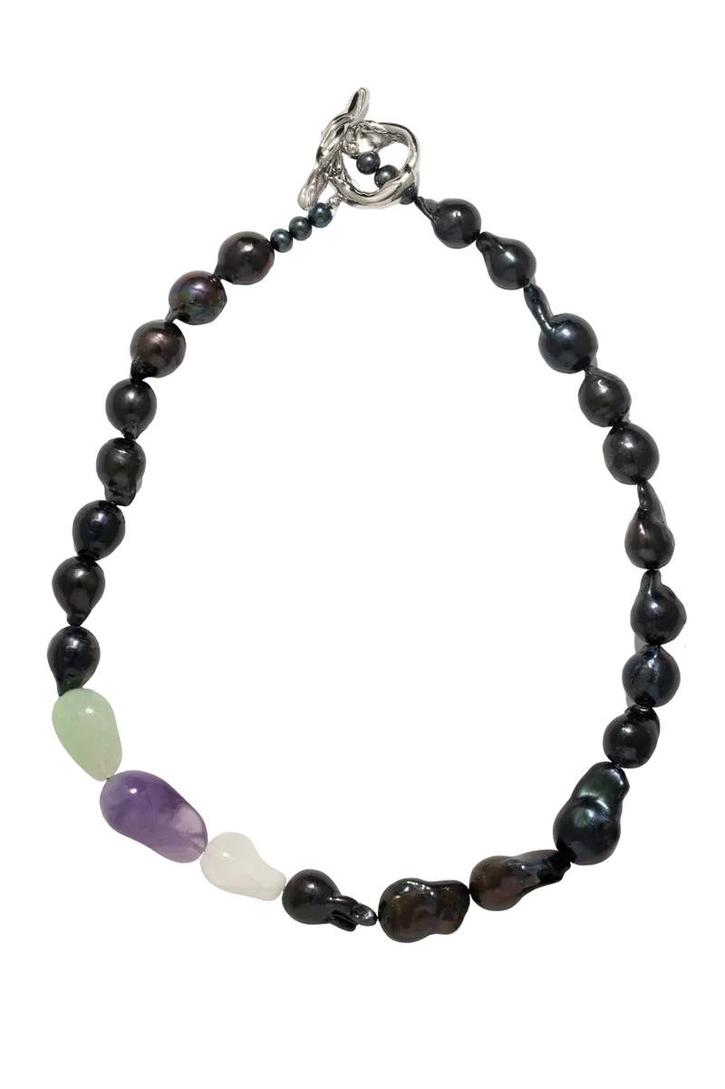 Foraging II - Pearl and Bio Resin Platinum Plated Necklace