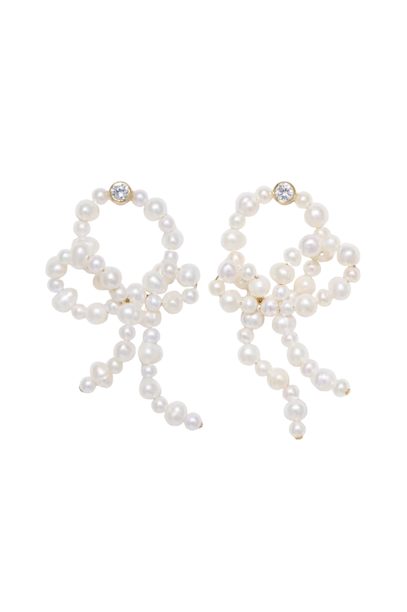 Loop-the-Loop - Pearl and Zirconia Gold Vermeil Earrings