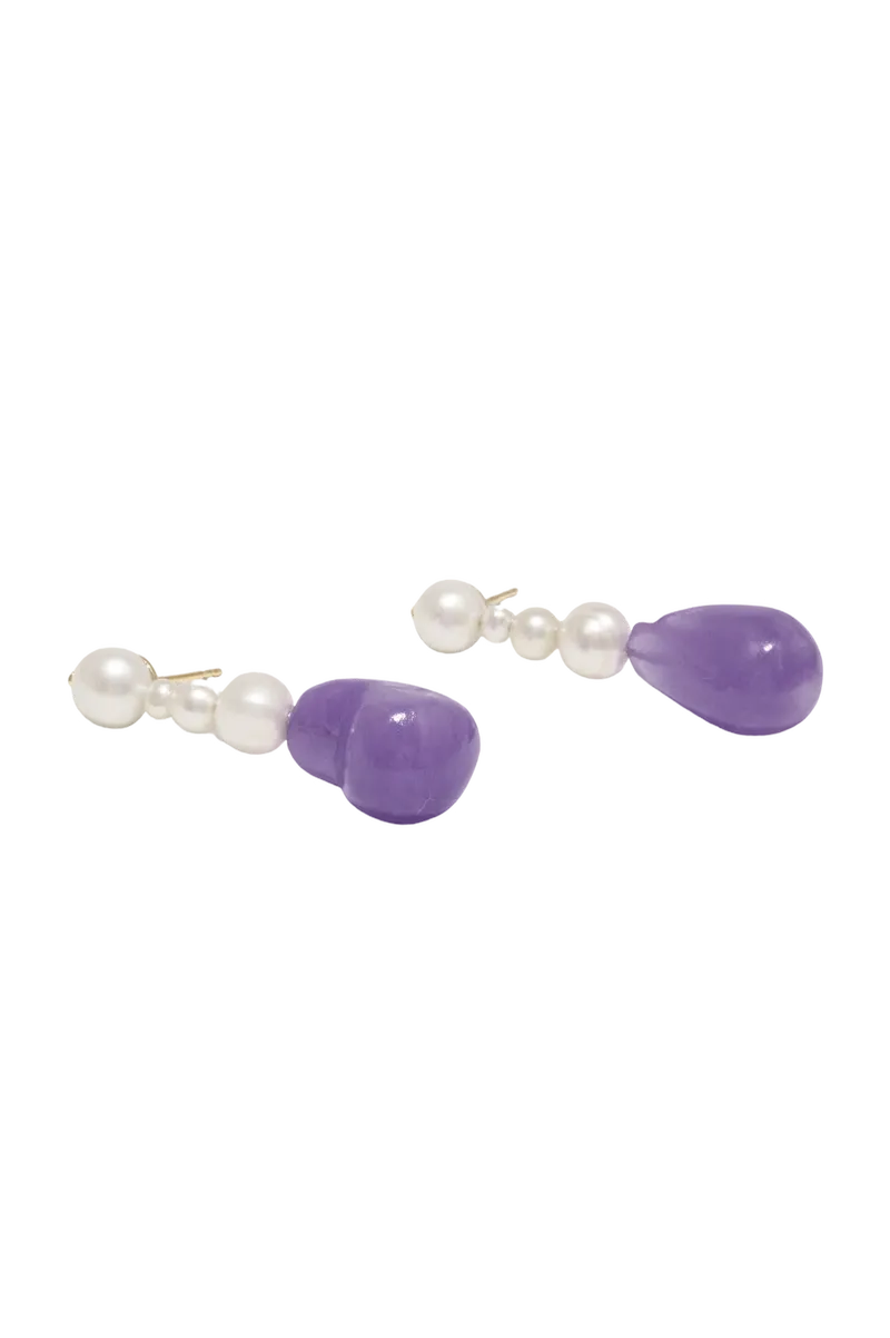 Pluck - Pearl and Lilac Bio Resin Gold Vermeil Earrings