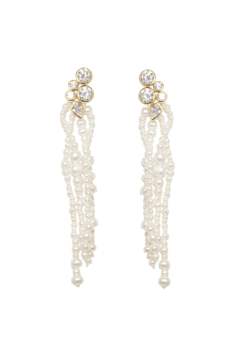 The Possibilities are Endless - Pearl and Zirconia Recycled Gold Vermeil Earrings
