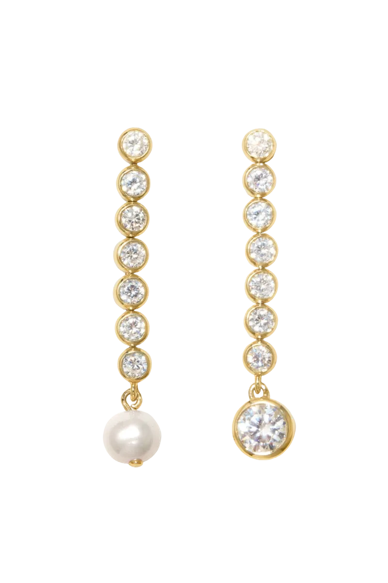 Multiply Zero by Zero and You Get Zero - Pearl and Zirconia Recycled Gold Vermeil Earrings